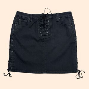 Ben Taverniti Unravel Project Lace Up Mini Skirt